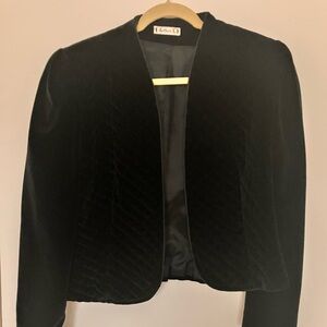 Chic Black Velvet Women's Blazer/Short Jacket